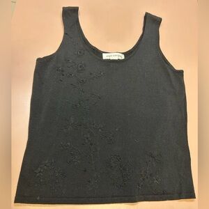 (M) Vintage Jones New York Black Tank Top with Floral Design